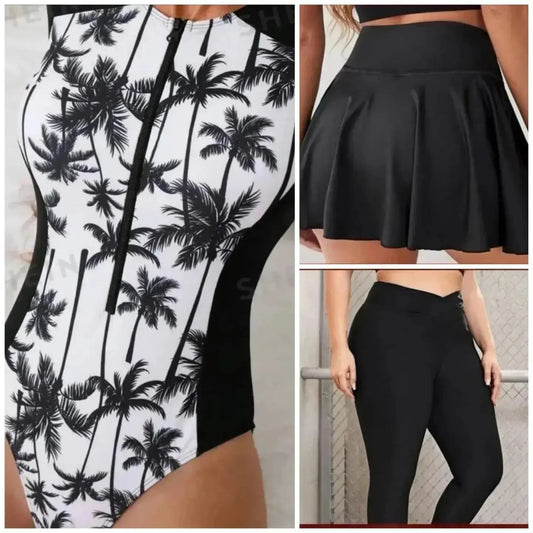 DIJA original 4pack swimsuits ( Top Swimsuit With Beach Skirt And Pants And Swim Cap)
