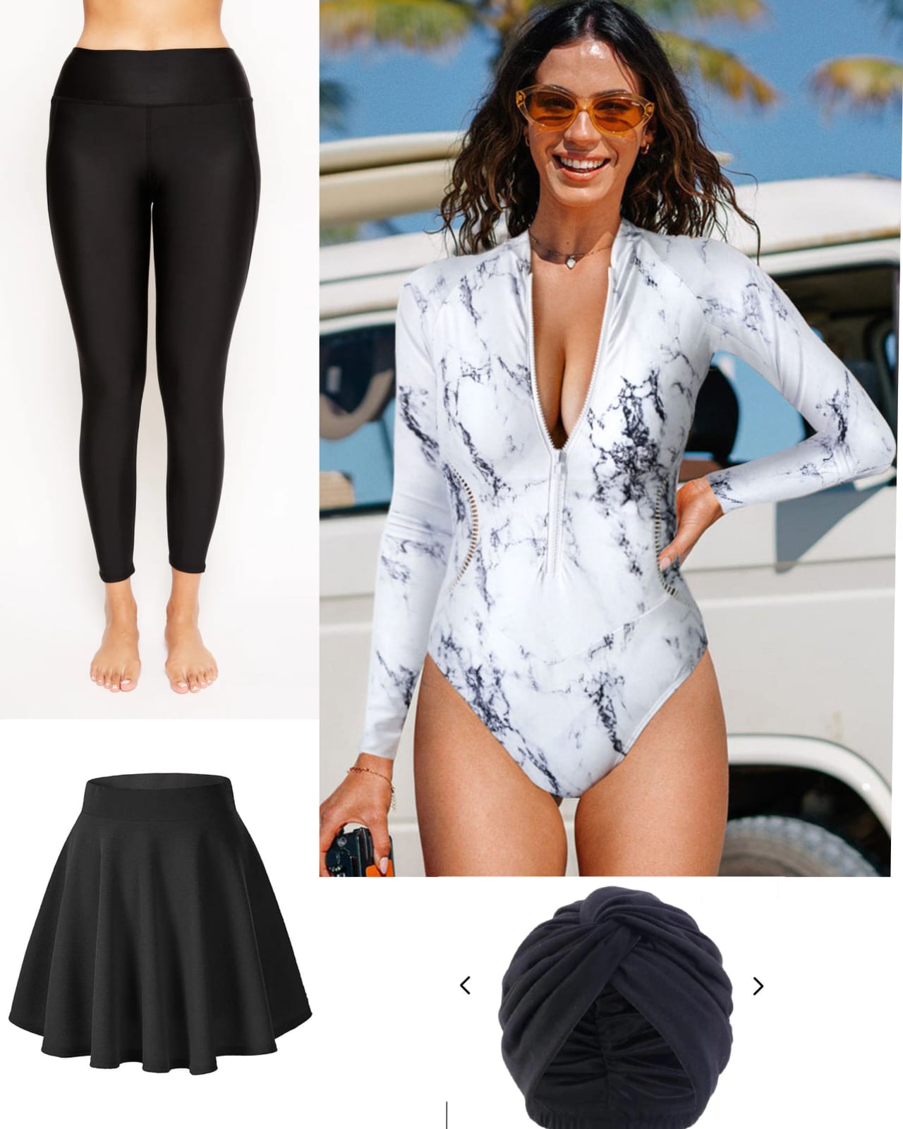 DIJA original 4pack swimsuits ( Top Swimsuit With Beach Skirt And Pants And Swim Cap)