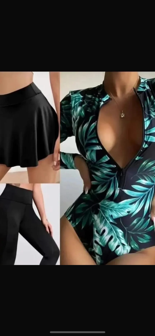 DIJA original 4pack swimsuits ( Top Swimsuit With Beach Skirt And Pants And Swim Cap