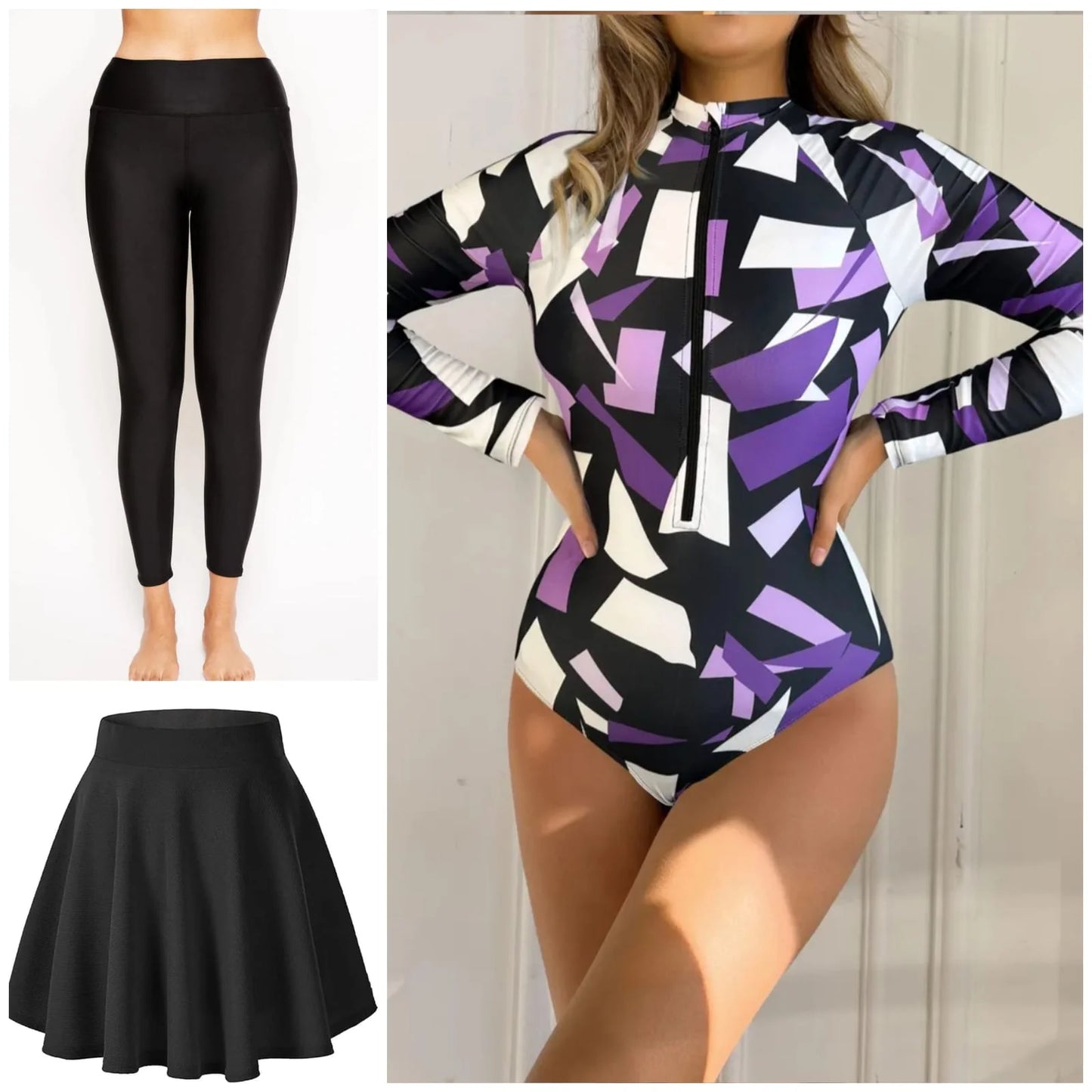 DIJA original 4pack swimsuits ( Top Swimsuit With Beach Skirt And Pants And Swim Cap