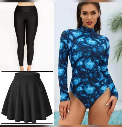 DIJA original 4pack swimsuits ( Top Swimsuit With Beach Skirt And Pants And Swim Cap)