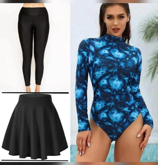 DIJA original 4pack swimsuits ( Top Swimsuit With Beach Skirt And Pants And Swim Cap)