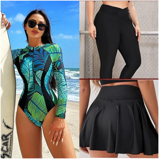 DIJA original 4pack swimsuits ( Top Swimsuit With Beach Skirt And Pants And Swim Cap)